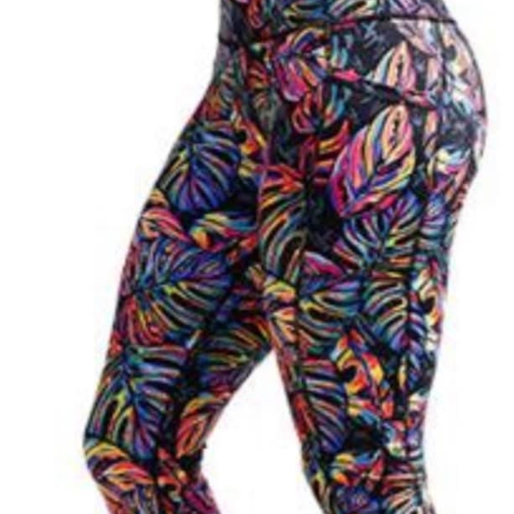 Vibrant Multicolor Leaf Print Women's Leggings